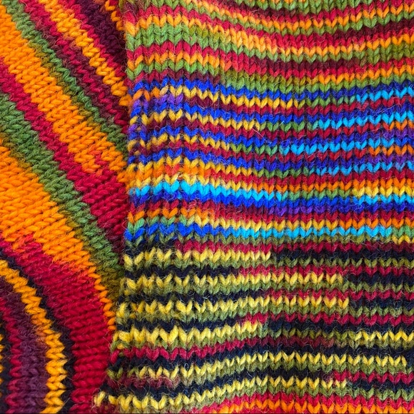 Chunky Wool Rainbow Sweater Jacket from Nepal - Picture 8 of 14